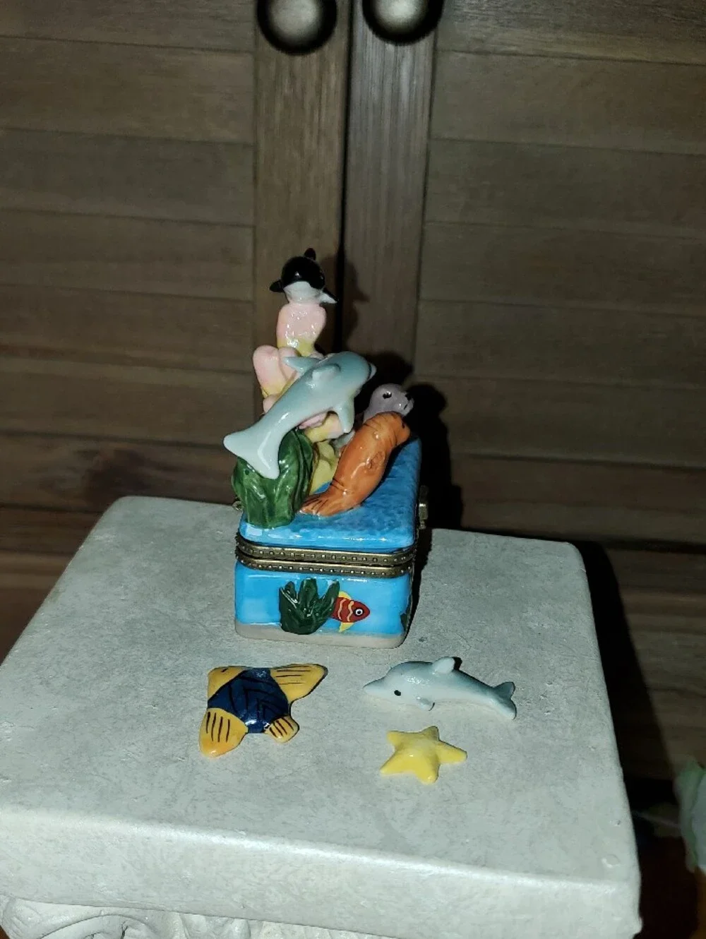 Underwater Ocean Scene Trinket Box with Orca, Dolphin, Seals